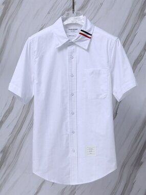 Thom Browne Striped Collar Short-Sleeve Shirt